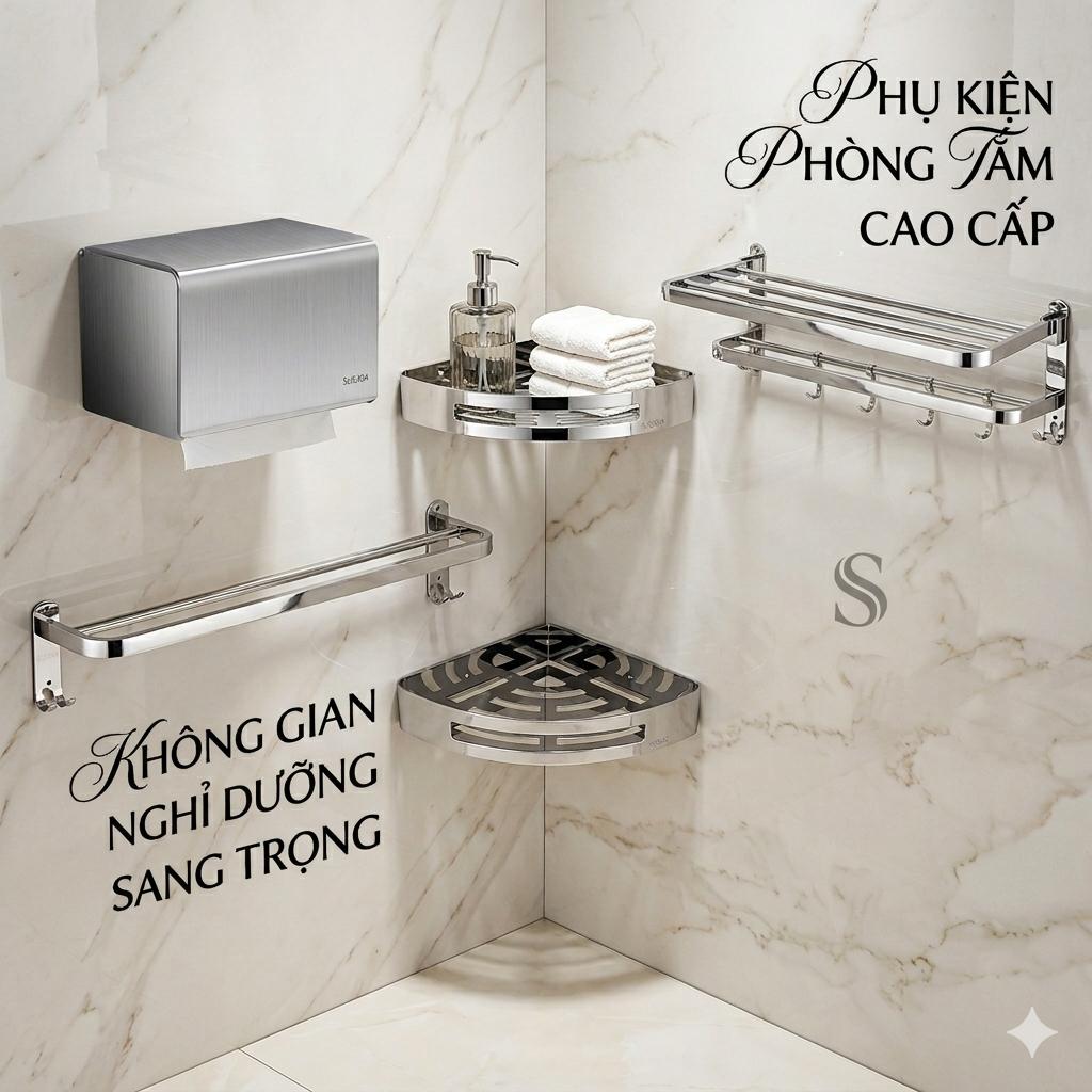 Bộ phụ kiện nhà tắm inox sus304