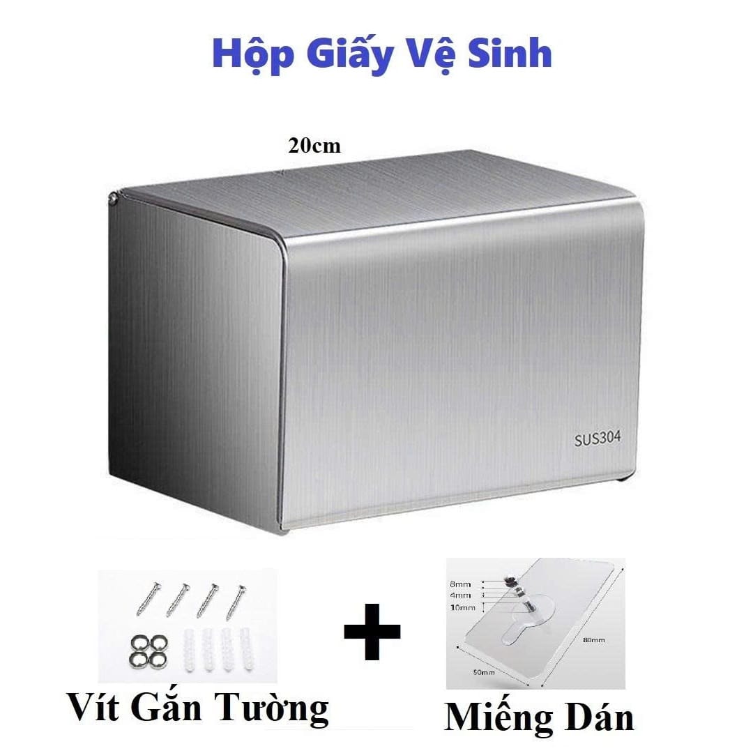 Hộp Đựng Giấy Vệ Sinh INOX SUS304 Dán Tường Hoặc Khoan Vít